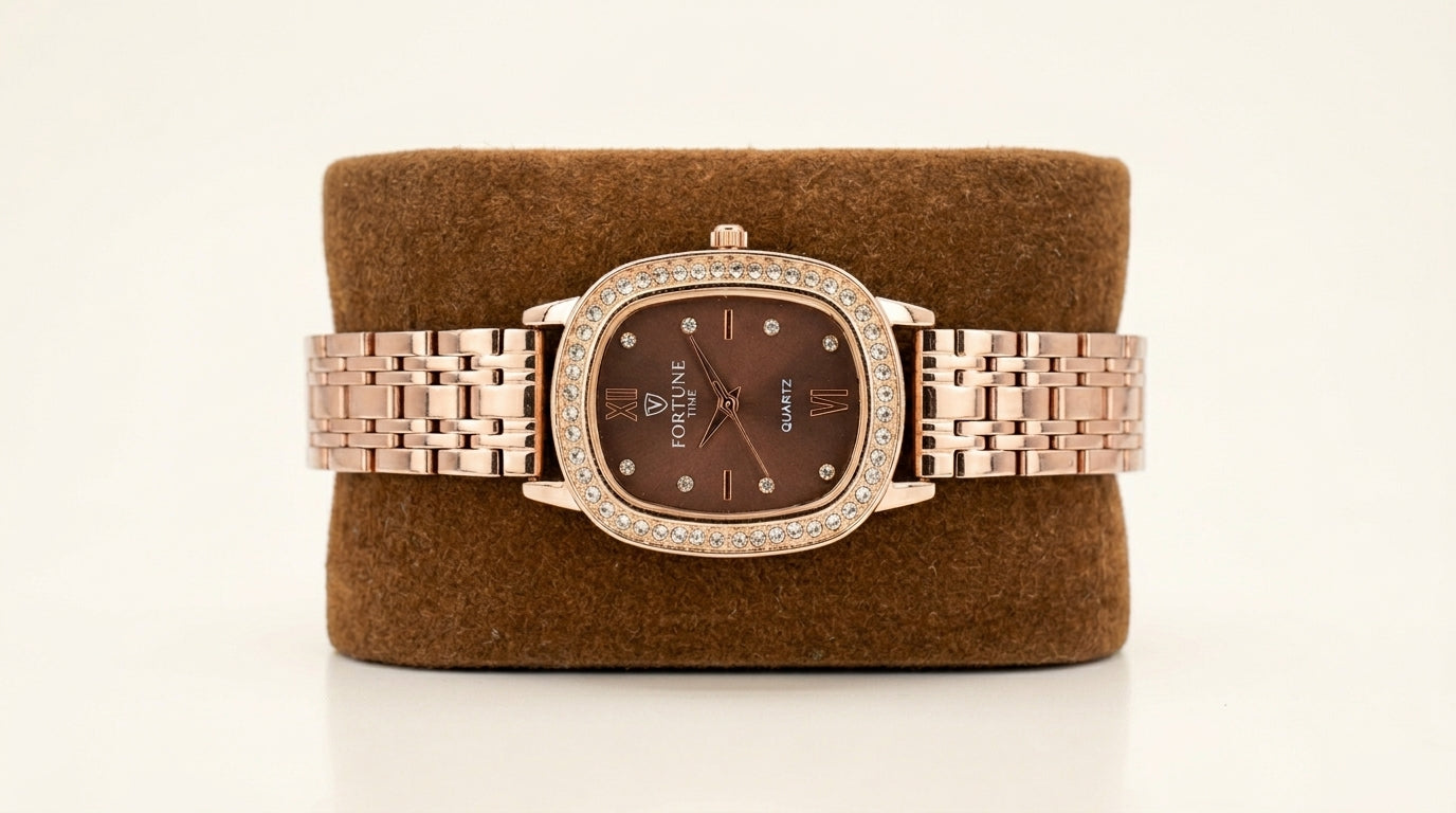 Women's Rose Gold Crystal Bracelet Watch