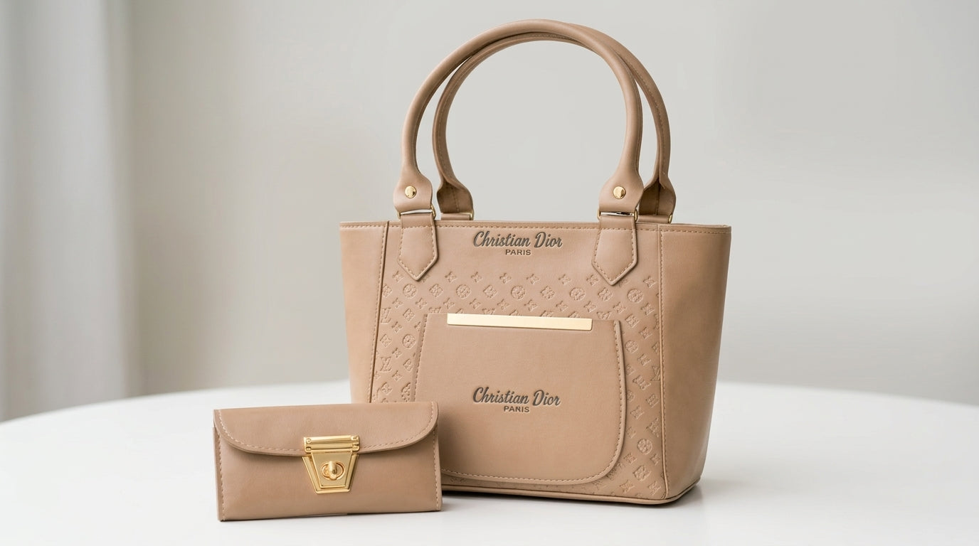 Leather Handbag Crossbody Wallet Set