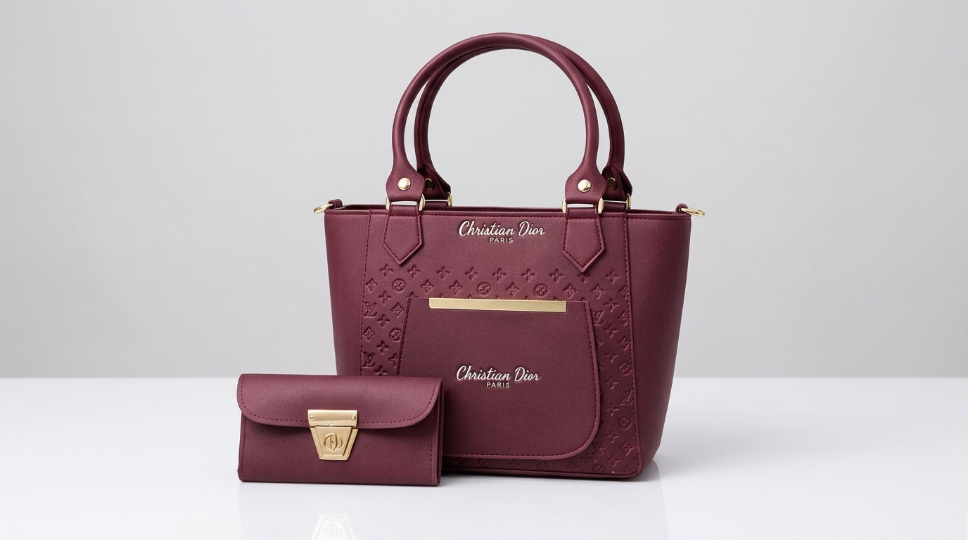 Leather Handbag Crossbody Wallet Set
