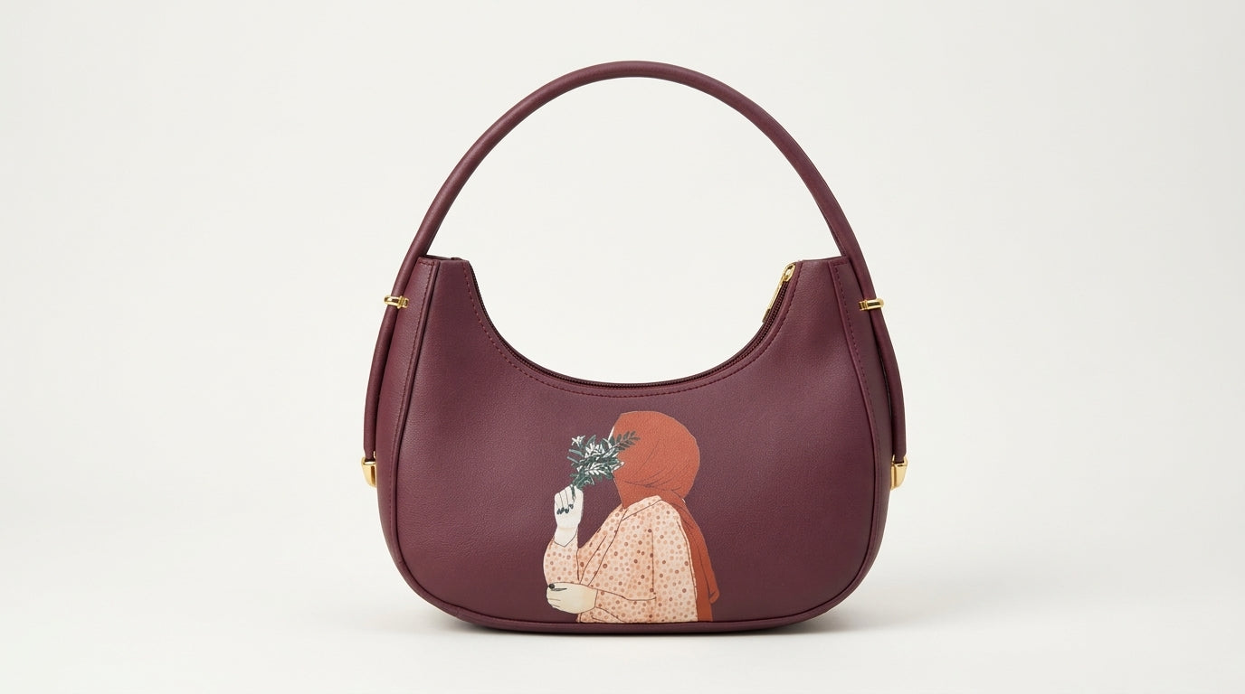 Girls Leather Shoulder Bag with Print