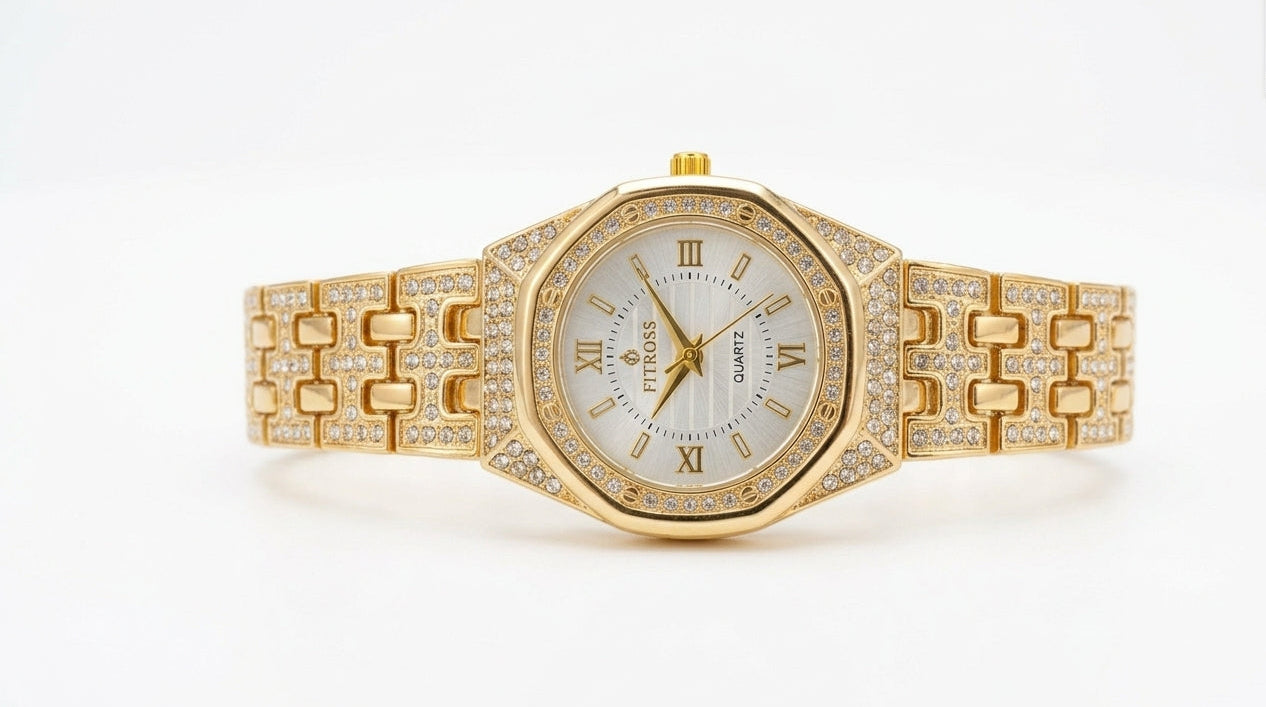 Diamond-Studded Roman Watch for Women