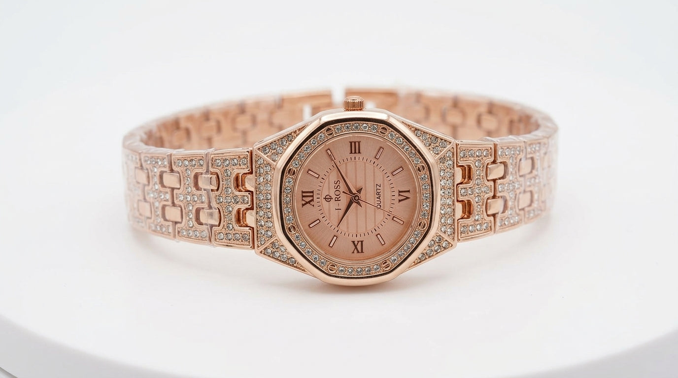 Diamond-Studded Roman Watch for Women