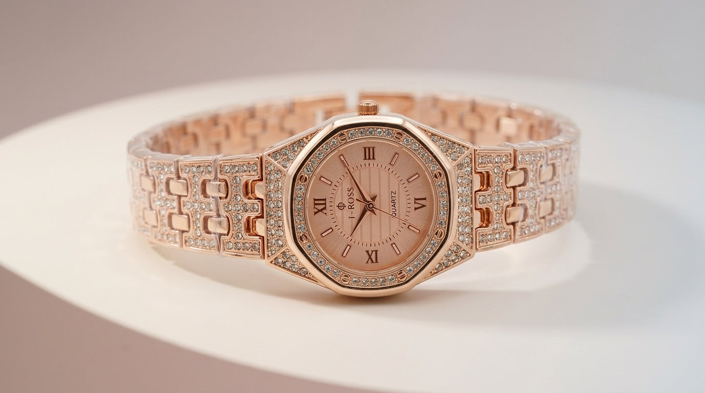 Diamond-Studded Roman Watch for Women